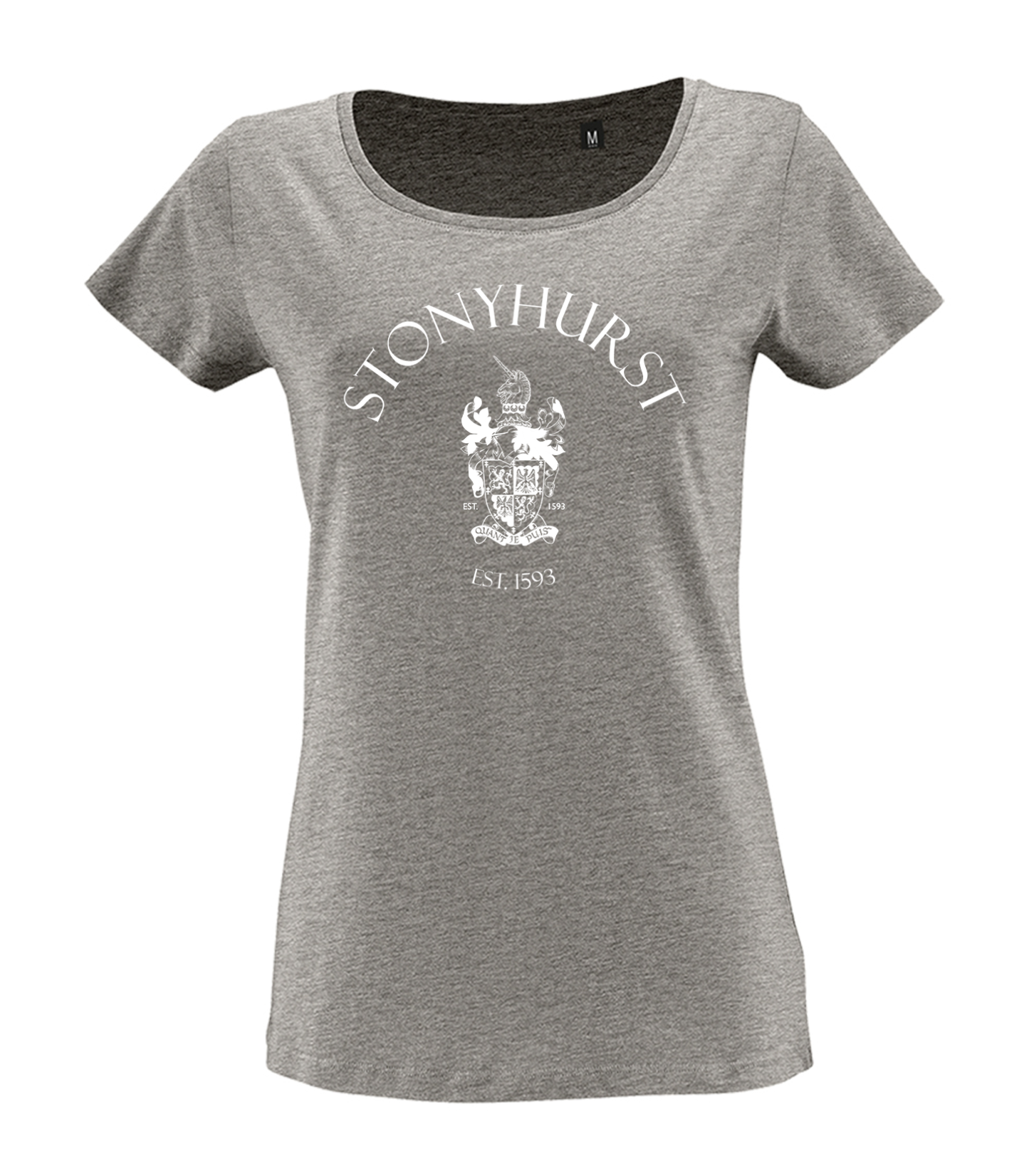 Stonyhurst White Logo Grey Organic T-Shirt (Womens)
