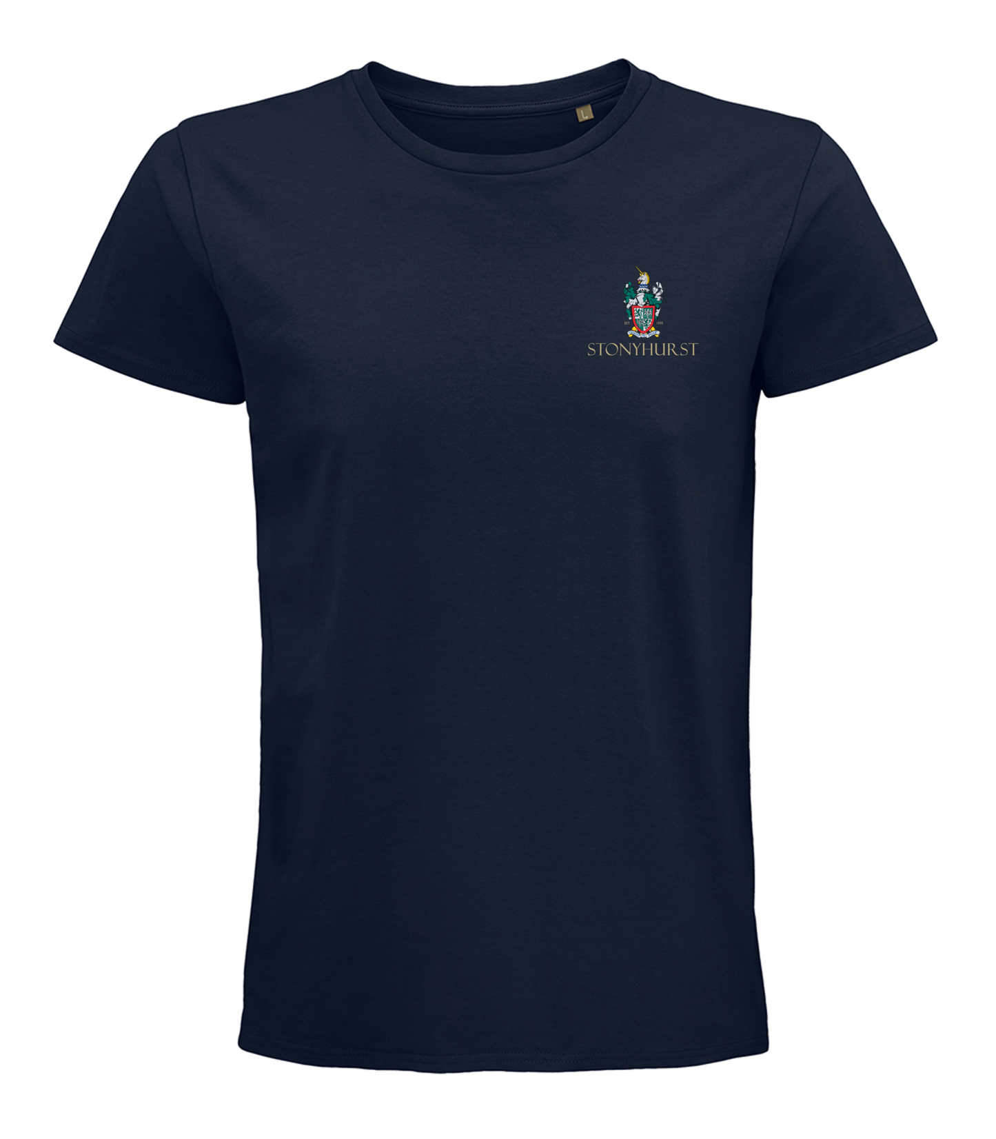 Stonyhurst Crest Navy Organic T-Shirt (Unisex/Mens)