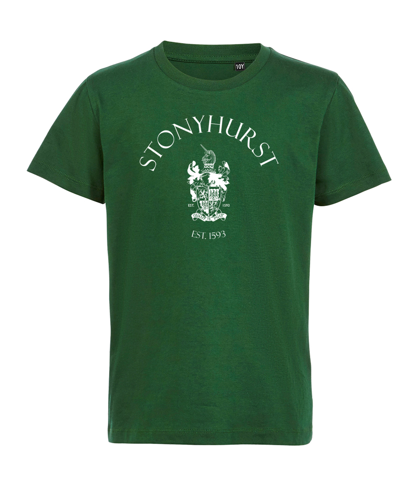 Stonyhurst White Logo Green Organic T-Shirt (Childrens)
